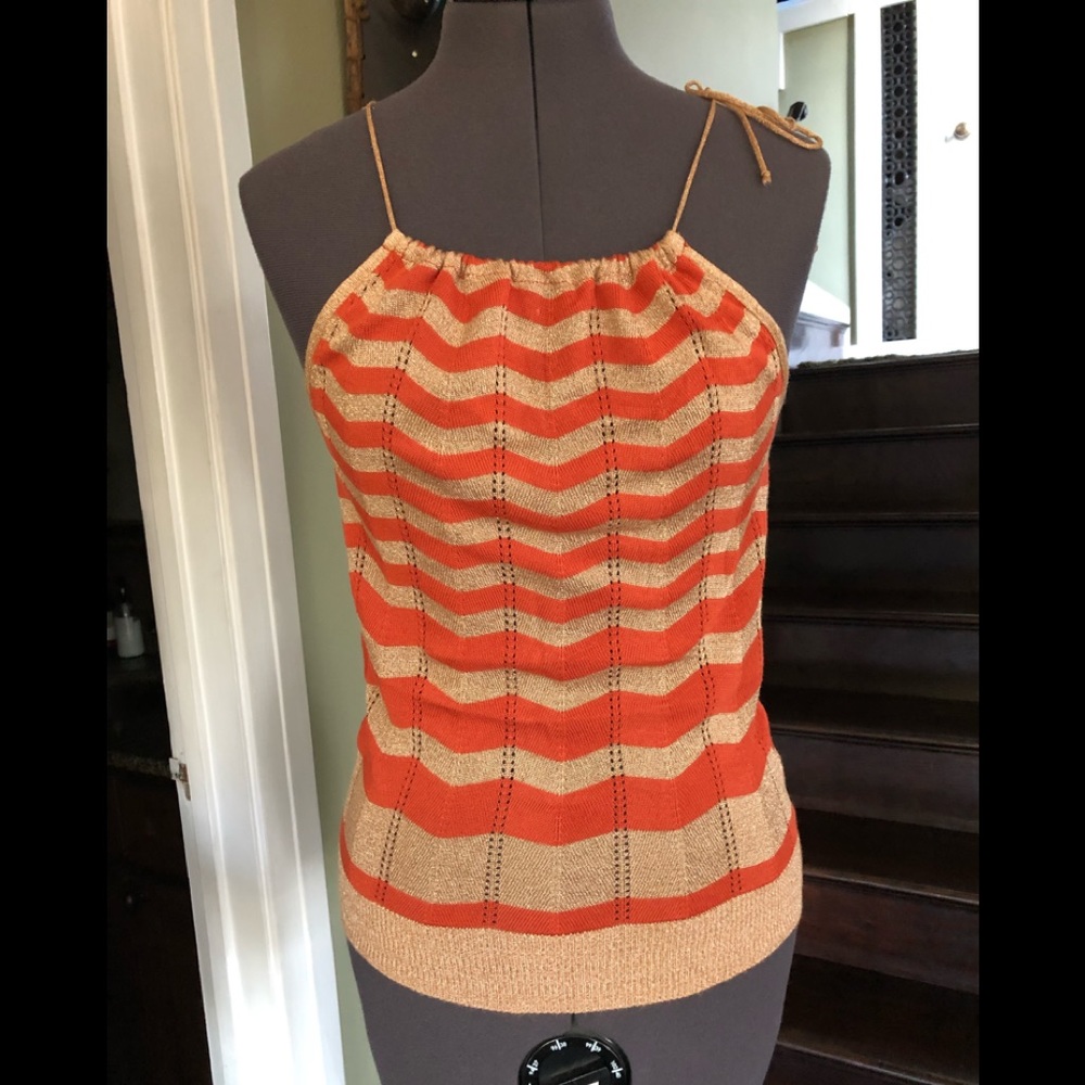 Vintage Forever 21 gold &burnt orange knit top xs